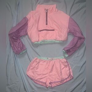 Whip It Colorblock Windbreaker & Dolphin Shorts Set Sugar Thrillz Size Small
